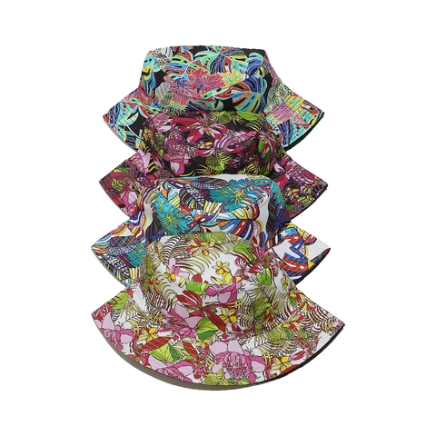 Zomer Tropische Palmblad Print Vissershoed Dames Zonbescherming Polyester Floraal Strand Reis Hoed