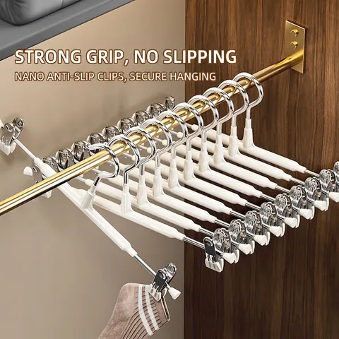 Pant Hangers Non Slip Metal Skirt Hanger With Clips Strong Grip Space Saving Closet Organizer Clothes Rack Drying