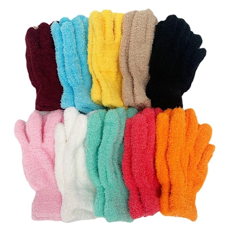 Winter Warm Gloves Thick Coral Fleece Solid Candy Colors Full Finger Mittens For Men Women Outdoor Thermal Elastic