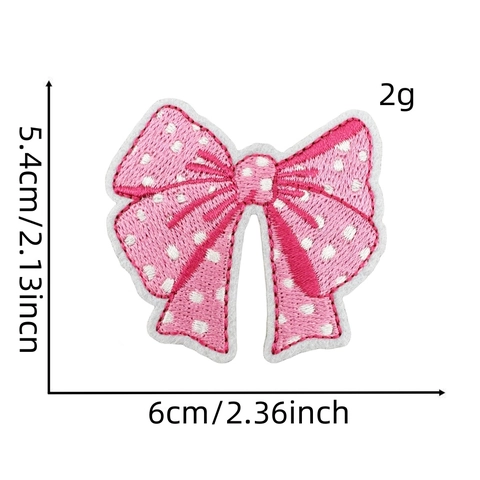 Pinkfarbene Schleife Bestickte Aufnäher Zum Aufbügeln Stoffapplikationen Dekorative Reparaturaufkleber Für Kleidung Taschen