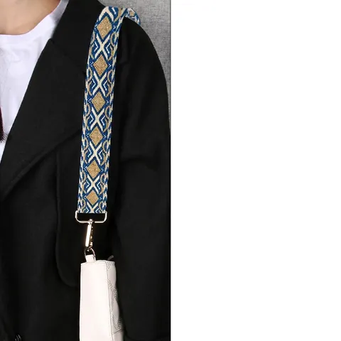 Ethnic Style Wide Shoulder Bag Strap Replacement Adjustable Polyester Woven Crossbody Handbag Belt For Women