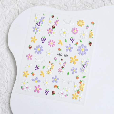 Nail Art Stickers Embossed Flower Cartoon Rabbit Heart Design Self Adhesive DIY Manicure Decals For Women Fresh Style