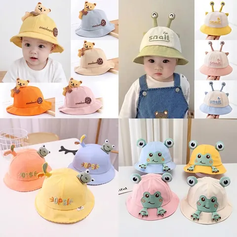 Soft Cotton Kids Bucket Hat Cute 3D Cartoon Animal Snail Bear Dinosaur Sunshade Cap For Toddlers Infants Boys Girls