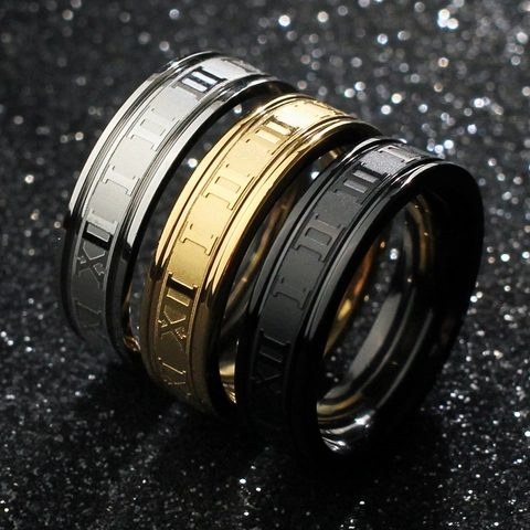 Anillo De Números Romanos Acero Inoxidable Grabado Punk Hip Hop Estilo Unisex Joyería Moda