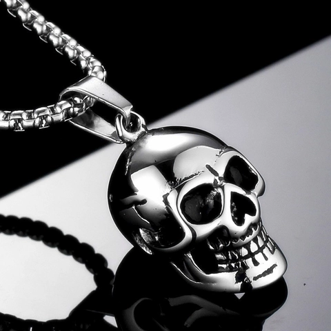 Skull Scissor Pendant Necklace Punk Alloy Stainless Steel Box Chain Hip Hop Gothic Jewelry For Men Boys