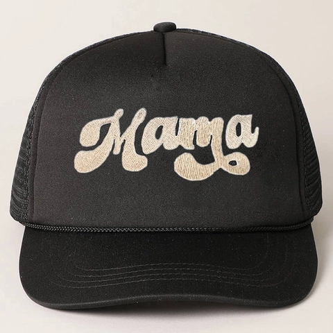 Mama Embroidery Trucker Hat Vintage Mesh Adjustable Snapback Breathable Sun Shade Outdoor Baseball Cap For Women