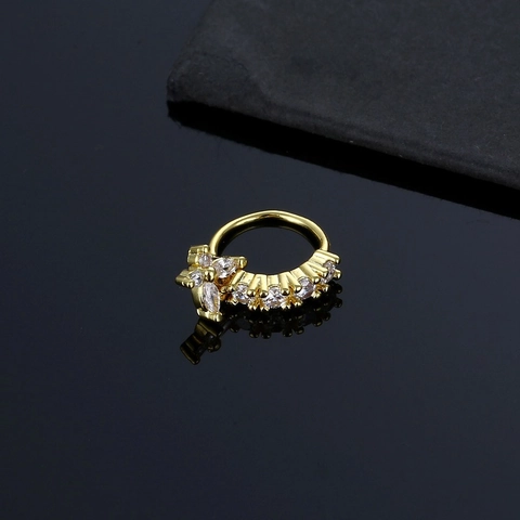 Butterfly Pendant Nose Ring Copper Inlaid Cubic Zirconia U-Shaped Adjustable Non Piercing Jewelry For Women