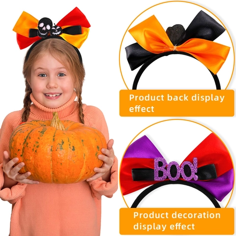 Serre-tête Nœud Halloween Décoration de Fête Citrouille Crâne Chauve-souris Paillettes Fantôme Boo Accessoires de Cosplay Pour Femmes Enfants