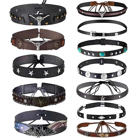 Vintage Western Cowboy Hat Band Decorative Leather Metal Bull Head Strap For Men Women DIY Hat Belt Accessory