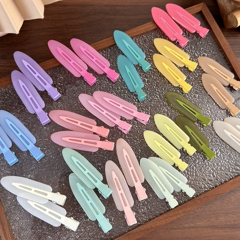 Seamless Duckbill Hair Clips Acrylic Alloy Matte Frosted Candy Color For Makeup Styling Hairpins
