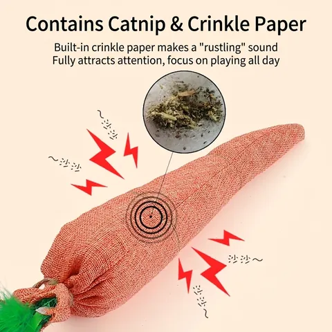 Jouets Interactifs En Peluche À L'herbe À Chat Pour Chatons Nettoyage Des Dents Bruit De Froissement Animaux
