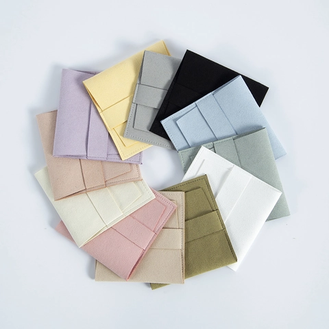 Minimalistischer Weicher Stoff Schmuckverpackungsbeutel Mikrofaser Umschlag Taschen Flap Verschluss Kleiner Karten Organizer Geschenkbeutel