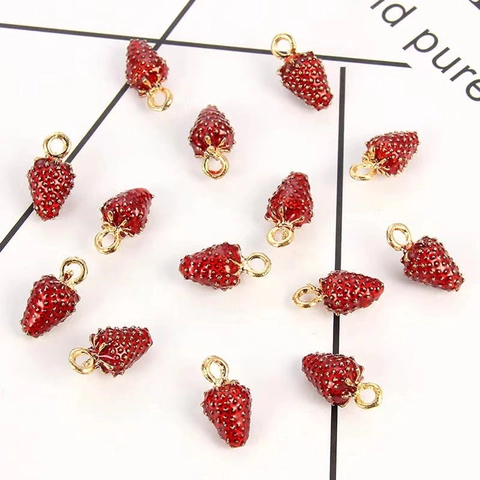 Dijes Con Forma De Fresa De Aleación Esmaltada Colgantes De Frutas Para Creación De Joyas DIY Collares Pulseras Accesorios