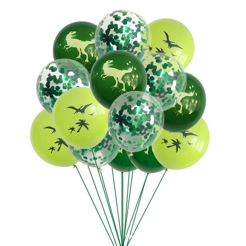 Dinosaur Balloons Latex Confetti Green Jungle Theme Birthday Party Decorations For Boys Kids Jungle Animal Roar