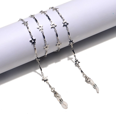 Fashion Metal Star Glasses Chain Eyewear Strap Anti-Slip Hollow Pentagram Link Cord For Women