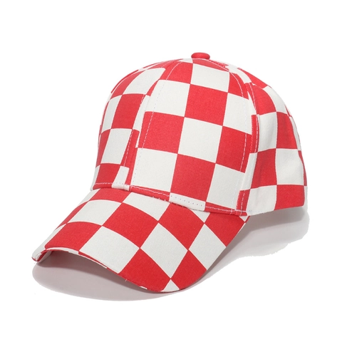 Checkerboard Pattern Baseball Cap Retro Pure Cotton Adjustable Sun Protection Hat Outdoor Casual Streetwear Unisex