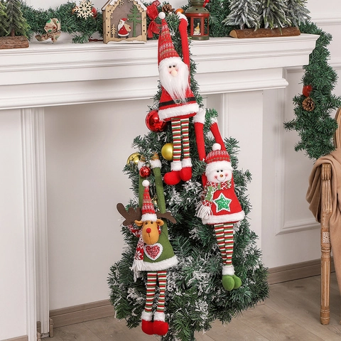 Kerst Deurklink Ornamenten Gebreid Pluche Lange Benen Kerstman Sneeuwpop Rendier Huis Vakantie Decoratie