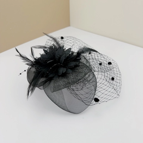 Vintage Fascinator Hair Clip With Mesh Veil Feather And Fabric Flower For Wedding Party Bridal Elegant For Women