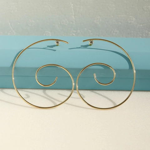Boucles D'oreilles Spirales En Acier Inoxydable Plaqué Or Géométrique Grandes Créoles Minimaliste Style Européen Pour Femmes