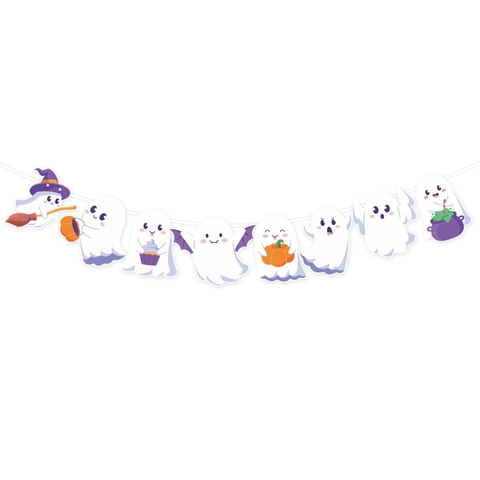 Halloween Party Decoration Banner Horror Pumpkin Ghost Skeleton Paper Banners Haunted House Indoor Outdoor Garland Festive Decor