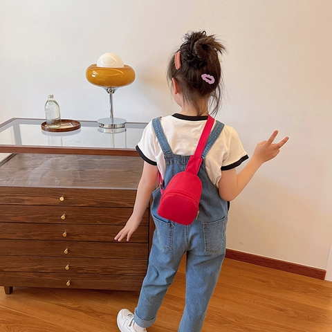 Kids Mini Chest Bag Nylon Solid Color Fashion Korean Style Adjustable Strap Crossbody Bag For Boys Girls
