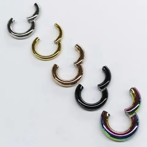 316L Stainless Steel Nose Ring Hinged Clicker Seamless Hoop Body Piercing Jewelry For Men Women Multiple Colors Basic Style