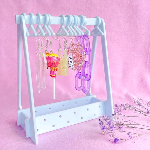 Kreativer Mini Kleiderbügel Ohrring Organizer Acryl Schmuckständer Desktop Ohrring Aufbewahrung Für Damen