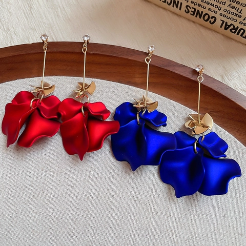 Florale Blütenblatt Lange Hängende Ohrringe Mit 925 Sterling Silber Ohrstecker Acryl Zirkon Quaste Französisch Retro Damen