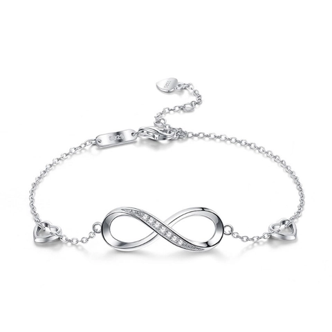 Bracciale Infinito Cuore in Argento Sterling 925 per Donna Scintillante Zirconia Intarsiata Catena Regolabile Gioielli di Moda