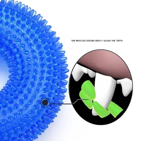 Giocattolo Da Masticare Per Cani Anello Con Punte Squeaky Gomma TPR Pulizia Dentale Gioco Interattivo Sollievo Noia