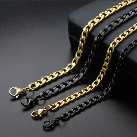 Collana Catena Cubana Acciaio Inossidabile Placcato Oro 18K Gioielli Hip Hop Per Uomo Donna Chiusura A Moschettone Placcatura Sottovuoto