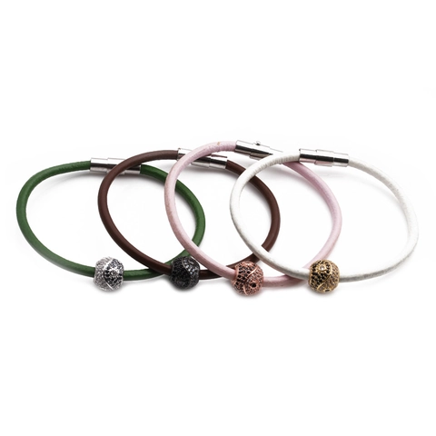 Bracciale Perla Tonda Yin Yang Tai Chi Zircone Corda Pelle PU Chiusura Magnetica Acciaio Inossidabile Gioielli Moda Donna
