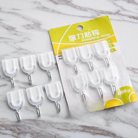 Ganci Da Parete Adesivi Plastica Metallo Senza Perforazione Appendiabiti Per Cucina Bagno Porta Piastrelle Robusto Bianco Moderno