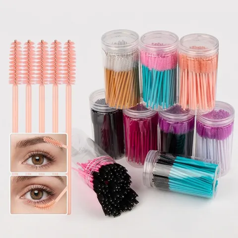 Disposable Eyelash Brushes With Storage Tube Spiraling Mascara Wands Spoolie Brushes Eyebrow Makeup Tools Portable Beauty Kit