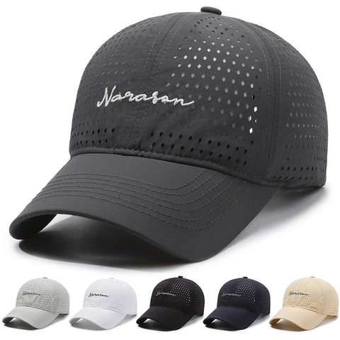Gorra De Béisbol De Secado Rápido Transpirable Agujeros Cortados Con Láser Parasol Ajustable Sombrero Deporte Aire Libre Unisex