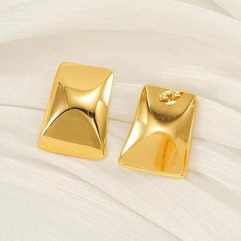Orecchini A Perno Rettangolari Geometrici Placcati Oro 18K Acciaio Inossidabile Lucidato Stile INS Minimalista Donna