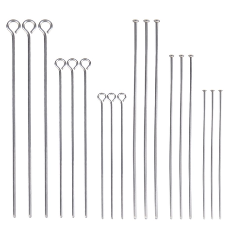 Stainless Steel Eye Pins And Flat Head Pins For DIY Jewelry Making Beading Craft Findings