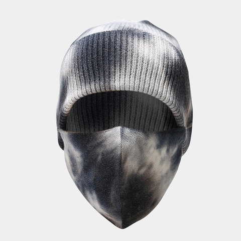 Tie Dye Knitted Beanie Hat And Face Mask Ribbed Warm Winter Outdoor Windproof Ear Protection For Men Women