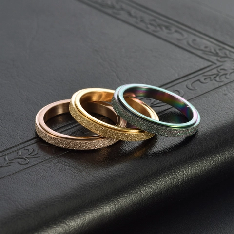 Titaniumstaal Spinner Ring Voor Dames Gematteerde Gezandstraalde Afwerking Anti Stress Angst Draaibare Bandring Sieraden