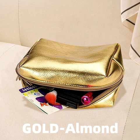 Metallic PU Leather Makeup Bag Waterproof Portable Cosmetic Toiletry Pouch Zipper Travel Storage Case For Women Soft Touch