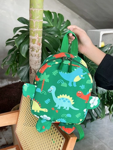 Toddler Dinosaur Backpack Nylon Cartoon Animal Print Kindergarten School Bag With 3D Fin Cute For Boys Girls
