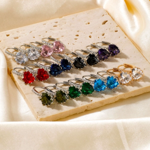 Exquisite Kupferne Herz Ohrringe Für Damen Inkrustierte Strass Leverback Hoop Ohrringe Mode Einfacher Schmuck Geschenk