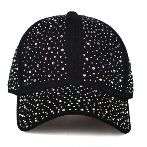Women Baseball Cap Full Rhinestone Crystal Bling Sparkling Adjustable Sun Protection Outdoor Fashion Breathable Sport Hat