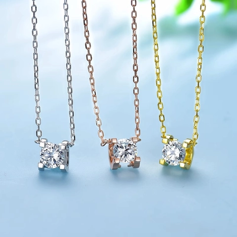 Solitär Anhänger Halskette Titanstahl Zirkonia Minimalistische Schlüsselbeinkette Schmuck Für Damen