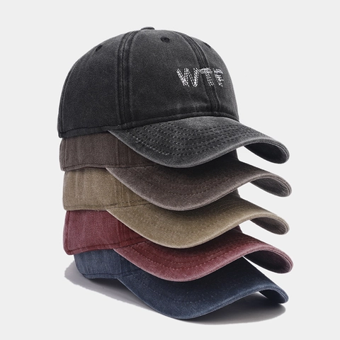 Gorra De Béisbol De Algodón Lavado Distressed Retro WTF Bordado Ajustable Sombrero De Sol Para Hombre Mujer Streetwear