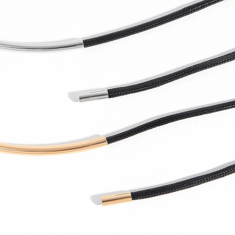 Fashion Waist Chain Belt With Metal Curved Tube And Braided Wax Rope Tie Knot Adjustable Punk Style For Women