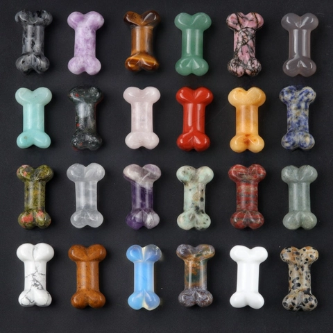 Natural Crystal Gemstone Bone Shaped Carved Stone Miniature Desktop Ornament Polished Healing Quartz Agate DIY Decor