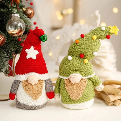 Poupée Gnome De Noël Tricotée Scandinave Tomte Peluche Ornement Pour Décoration De Table Maison Fait Main