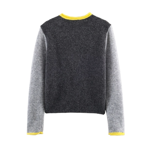 Cardigan In Maglia Da Donna Maglione Blocchi Di Colore Bordo A Contrasto Bottoni Girocollo Maniche Lunghe Tops
