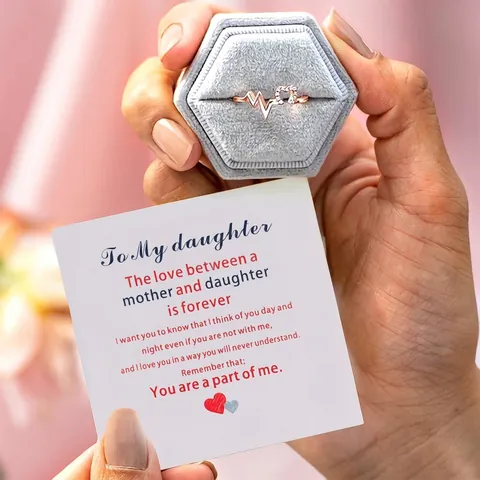 Minimalistischer Herzschlag Welle Offener Ring Mit Herz Zirkonia Roségold Silber Fingerring Mode Schmuck Geschenk Für Damen